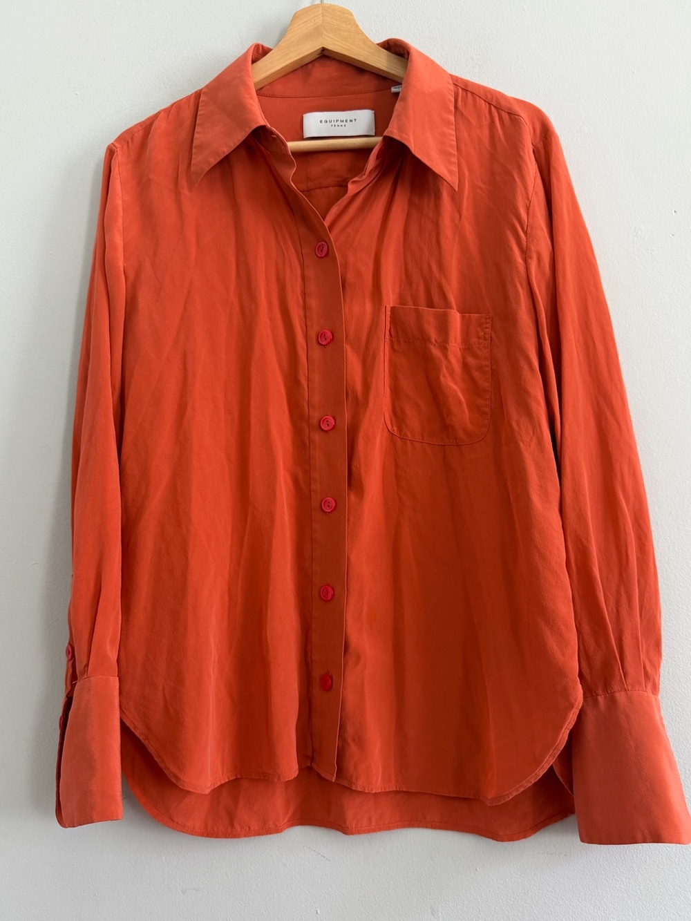Equipment Silk Button Down Shirt Burnt Orange Fall Size L